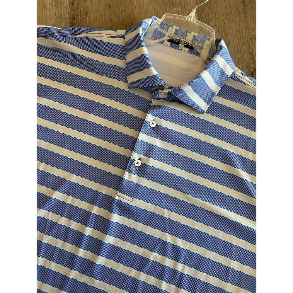 Turtleson Mens Polo Shirt Size L Blue Stripe